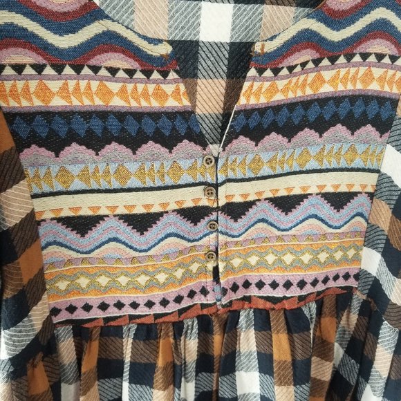 🌵 Hayden Los Angeles Plaid Tribal Dress 1XL - Picture 3 of 8